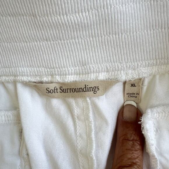 Soft Surroundings Medina Pants Womens Size XL White Pockets Roll Tab Hem Comfort - Picture 9 of 12